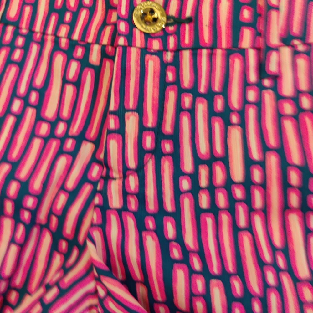 Lilly Pulitzer Size 0 Vibrant Pink and Blue Patterned Shorts Callahan Collection